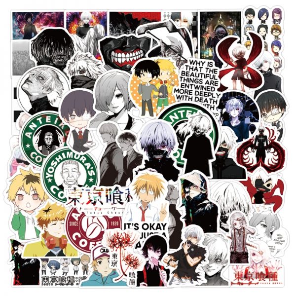 10 30 50pcs pack Japanese anime Tokyo Ghoul Stickers For Refrigerator Cars Helmet Gift Box Bicycle 1 - Tokyo Ghoul Merch Store