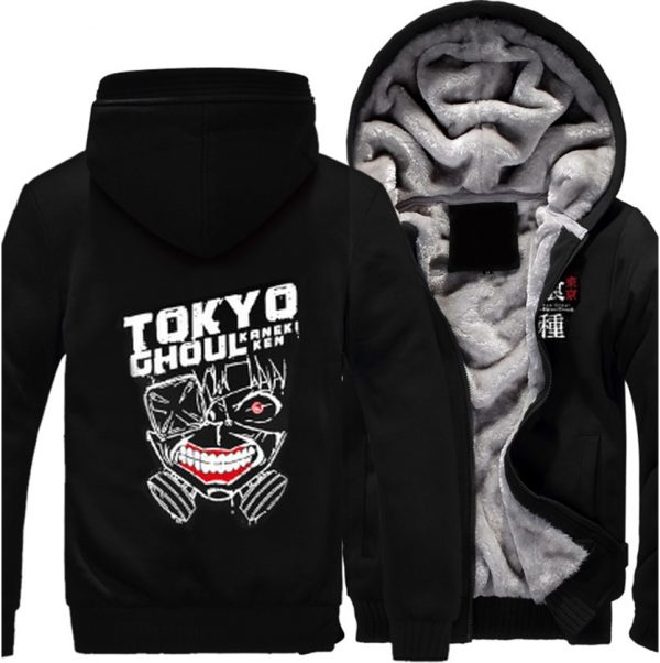 Anime Tokyo Ghoul Ken Kaneki cosply Thicken Hoodie Printed Zip Up Jacket Winter Sweatshirts Coat Long - Tokyo Ghoul Merch Store