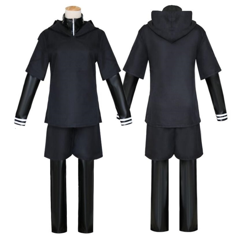 Tokyo Ghoul Cosplay - Ken Kaneki Cosplay Costume Full Set Black Leather Fight Uniform With Mask and Wig